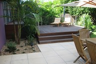 View of sundeck and garden beds