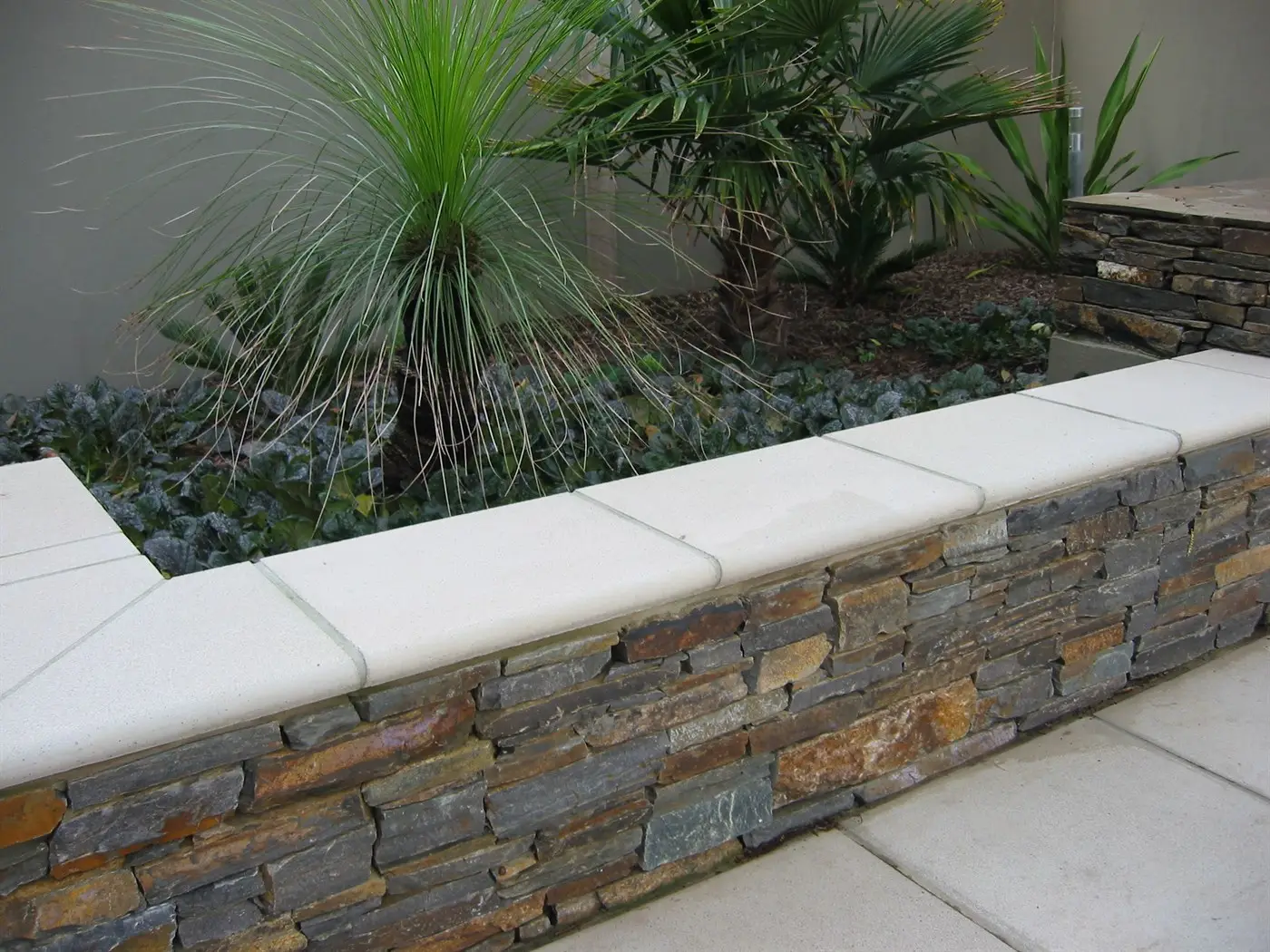 Feature Stone on retaining wall