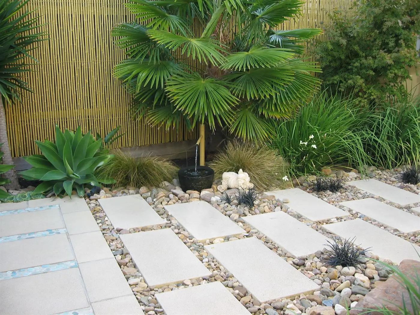 View of stepping stones & Bamboo Screen